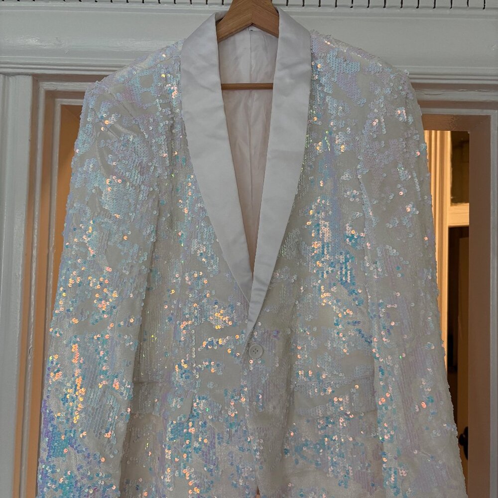 Men's White Sequin Suit